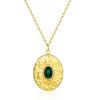 Collar de Cadena de Bolas de Acero de Titanio Transfronterizo con Colgante Geométrico Oro de 18K Acero Inoxidable Estilo Étnico Retro Turquesa Venta al por Mayor