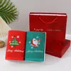 Caja de regalo de toalla navideña de algodón puro, toalla facial roja y verde bordada, regalo de comercio exterior de Papá Noel, toalla de Año Nuevo