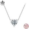 Aifule Collar de Plata de Ley S925 Forma de Corazón Clásico Moissanita Brillante Versátil 1 Quilate Cadena Romántica para Clavícula con Corazón
