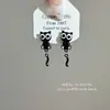 Brincos de Gato Preto Desenho Animado, Coração de Menina Infantil, Divertido, Compacto, Personalizado, High-End, Brincos Versáteis para o Dia a Dia