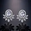 Pendientes Retro de Gran Venta Transfronterizos, Pendientes de Flor de Circonita, Pendientes Sencillos de Lujo Ligero y Alta Gama Estilo Francés para el Día a Día