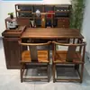 Estilo Mid-Century 2025 Novo Modelo Mesa Ilha de Madeira Maciça Mesa de Jantar Cozinha Integrada Bancada Retrátil Bancada de Bar Multifuncional Mesa de Chá para Casa