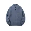 Suéter Jiezhan Masculino Estilo Old Money Gola Mandarim, Tricô de Lã Novo 26º Outono/Inverno, Blusa Casual para Homens e Mulheres