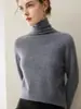Design sem costura~ Suéter 100% caxemira pura outono e inverno com gola alta para mulheres, simples e adequado para o trabalho, camada base de tricô
