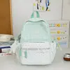 Mochila de Viagem Fofa com Estampa Xadrez e Bolinhas com Acabamento em Renda Estilo Menina Doce Mochila Escolar Série Doce Grande Festa de Estudante