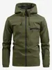 Chaquetas Europeas y Americanas para Hombre de Comercio Exterior, Ropa de Trabajo Deportiva Casual para Exteriores con Cordón y Capucha, Cortavientos Funcional, Ropa a Prueba de Viento para Montañismo