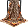 Bufanda de seda cuadrada grande de 90 cm para mujer, nueva bufanda de seda de imitación estampada, bufanda de satén de otoño e invierno, regalo de fábrica al por mayor