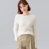 [Suéter 100% Lã] Casual Outono e Inverno, Simples e Versátil Gola Redonda Trançado Para o Trabalho Tricô Feminino Top de Lã