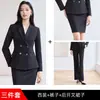 Conjunto de traje azul marino de doble botonadura para mujer, adecuado para ropa de oficina, para ir al trabajo, profesores, atuendo formal, atuendo de negocios, gerentes de hotel y profesionales de ventas