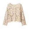 Cardigan de Tricô com Cadarço 72Zx-5024 Proteção Solar Coleção Primavera 2026 Moda Nova Recortado Manga Longa para Pessoas Baixas