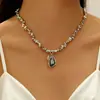 Diseño de Joyería de Moda Transfronteriza Europea y Americana Collar con Colgante de Diamante Negro Acrílico Encanto de Fiesta Ins Cadena de Clavícula Multicapa