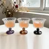 Taza de Helado Embosada Retro Romántica Francesa Taza de Postre de Helado Alta Estilo Palacio Corona Nido de Pájaro Taza de Vidrio