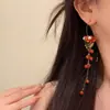 Vino Floral~Pendientes Bohemios Rojos con Cuentas, Borlas Largas, Realzan la Palidez, Estilo Vacacional, Pendientes Impresionantes para Mujeres