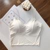 Alças Finas Cor Pura Seda Gelo Sem Costura Sling Costas Lindas Lingerie Colete Anti-Exposição Feminino com Bojo Top Tubinho Curto Verão