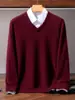 Suéter de cachemira con cuello en V para hombre, nuevo estilo otoño/invierno, suéter de punto casual de negocios de manga larga, suéter de cachemira, disponible para dropshipping