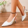 Comercio electrónico transfronterizo, talla grande, nueva colección de verano 2026, sandalias de tacón alto para mujer con diseño de punta cerrada, estilo europeo y americano, tacones de aguja de punta afilada de moda