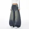 Jeans Azules Retro Americanos de Pierna Ancha para Mujer, Cubren la Cadera, Realzan la Altura, Adelgazantes, Estilo Perezoso, de Largo hasta el Suelo, Pantalones de Pierna Curvada para Mujer