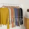 Roupas de Namorada Nacional Outono Imitação de Caxemira Manga Longa Gola Redonda Fina Elástica Malha Base Camisa Interna T-shirt Mulheres