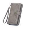 Ventas Directas de Fábrica Nueva Cartera para Mujer Retro Cuero Cera de Aceite Corte Largo Cartera Multifuncional Gran Capacidad Bolsa para Teléfono Móvil