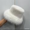 Sombrero de pescador peludo para mujer otoño e invierno sombrero de cuenca felpa forro polar grueso cálido estilo japonés combinable hace que la cara se vea pequeña