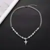 Collar de Perlas Crujientes de Hielo Dulce para Hombre Cadena de Sudor Metálica Irregular de Piedra Luz de Lujo Distintiva Cadena de Collar de Nicho Versátil para Mujer