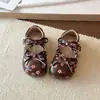 Zapatos de piel para niña, nueva colección otoño 2026, zapatos tipo princesa florales de punta fina, estilo coreano, modernos y versátiles para estudiantes, zapatos casuales de punta cuadrada