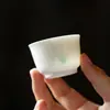 Xícara de Chá Pintada à Mão Cor Verde Esmalte Branco Fanzhu Jingdezhen Cerâmica Criativa Artesanal Parede Fina Xícara para Degustação de Chá Xícara Única Conjunto de Chá Kung Fu