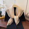 Nuevo Estilo Pañuelo Cuadrado de Seda Viaje Habitación con Aire Acondicionado Moda Protección para el Cuello Accesorios Chal de Seda Plateado a Rayas Finas Pañuelo Cuadrado Combinable