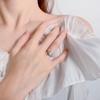 Anillo de Plata de Ley S925 con Moissanita Anillo Calado en Forma de Corazón para Mujer Anillo de un Quilate Incrustado con Diamantes de Colores