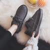 Botas Botines de Mujer 2019 Nuevas Invierno Piel Uno Forro Polar Zapatos de Algodón Combinan con Todo Estilo Coreano Estudiante Botas de Nieve de Invierno para Mujer