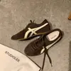 Versión de Piel de Oveja ~ Aumento de Altura Interior de 5 cm Zapatos Forrest Gump para Mujer, Estampado de Leopardo en Color Contrastante, Tenis Casuales Versátiles, Zapatos Deportivos, Zapatos de Entrenamiento de Cuero Genuino