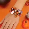 Pulseira da Série Halloween Letra Costura Pulseira de Empilhar Abóbora Fantasma Morcego Pingente Pulseira Mix and Match para Mulheres