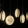 Nuevo tambor luminoso de doble cara para bodas Cadena de luces de pomelo con galvanizado dorado Colgante decorativo de techo para fondo de escenario de salón de bodas