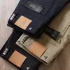 Estação europeia outono algodão modal grosso moda versátil sarja stretch masculina cinco bolsos slim reto calça casual