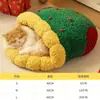 Nido para Gato Invierno Cálido Cerrado Casa Navideña para Gato Saco de Dormir para Gato Túnel Nido Tipo Calcetín Cama para Gato Extraíble y Lavable