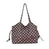 Bolso de hombro casual estilo coreano con cordón, gran capacidad, adecuado para ir al trabajo y viajar, bolso de mano de lunares vintage para el tiempo libre
