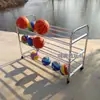 Carrito de Pelotas de Acero Inoxidable para Jardín de Infancia Estante de Almacenamiento de Baloncesto Estante para Pelotas Canasta para Pelotas Carrito Plegable para Pelotas Carrito Móvil Marco de Baloncesto