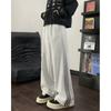 Pantalones Pesados Americanos Retro de Tres Barras para Hombre con Forro Polar Engrosado Pantalones de Uniforme Escolar Holgados de Pierna Recta Deportivos de Pierna Ancha