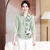 Vestido de verano para madre, camisa de manga de siete puntos, nuevo estilo, estilo occidental, camiseta para mujer de mediana edad y mayor, nueva camisa de base china de primavera y verano.