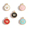 Acessórios para joias DIY pulseira de renda esmaltada dupla face brincos pequenos pingentes esmaltados 26 letras inglesas liga