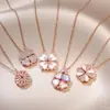 Collar para Mujer, Transfronterizo, Dos Formas de Usar, Flor de Cuatro Hojas Corazón, Corazón que se Abre y Cierra, Plegado de Amor, Lujo Ligero, Cadena de Clavícula de Gama Alta