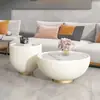 Mesa de café redonda de piedra, Lujo ligero, estilo italiano moderno, minimalista para apartamentos pequeños, uso doméstico, combinación moderna y creativa