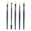 Conjunto de Pincéis Azuis para Olhos Mais Vendido no Comércio Exterior, Lã Sintética, Conjunto Portátil de 5 Peças de Pincéis para Maquiagem de Sombras, Ferramentas de Beleza Atacado