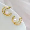 Nafuge joias de prata atacado cravejado pérola natural de água doce brincos de tarraxa de prata 925 simples moda feminina brincos de tarraxa banhados a ouro prata