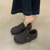 Sola Super Macia~Tecido de Lã Aumento Oculto de Altura Cobertura Total Sapatos Birkenstock para Mulheres Outono 2025 Novo Estilo Slip-On Sapatos Preguiçosos Fáceis de Usar Sapatilhas