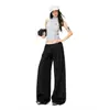Primavera de 2026 Novo Tendência Jovem Estilo Americano Casual Calça de Terno Feminina Versátil de Perna Larga Solta Emagrecimento