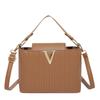 Bolso Cruzado de un Solo Hombro Nuevo para Verano 2025 Bolso de Mano Grande de Color Sólido con Patrón Tejido de Moda para Mujer Bolso Cubo para Mujer