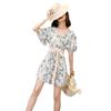 Mameluco de Verano Leche de Papaya Nuevo Cintura Alta Adelgazante Pantalones Cortos de Pierna Ancha Moda Floral Mameluco Corto