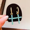 Elegância vintage! Brincos de franja em gota d'água com zircônia azul, brincos estilo corte francês, sensação de luxo leve e alta qualidade para mulheres