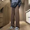 Pantalones de Chándal Blancos Casuales de Pana Holgados Rectos de Pierna Ancha de Moda para Hombre de Primavera y Otoño